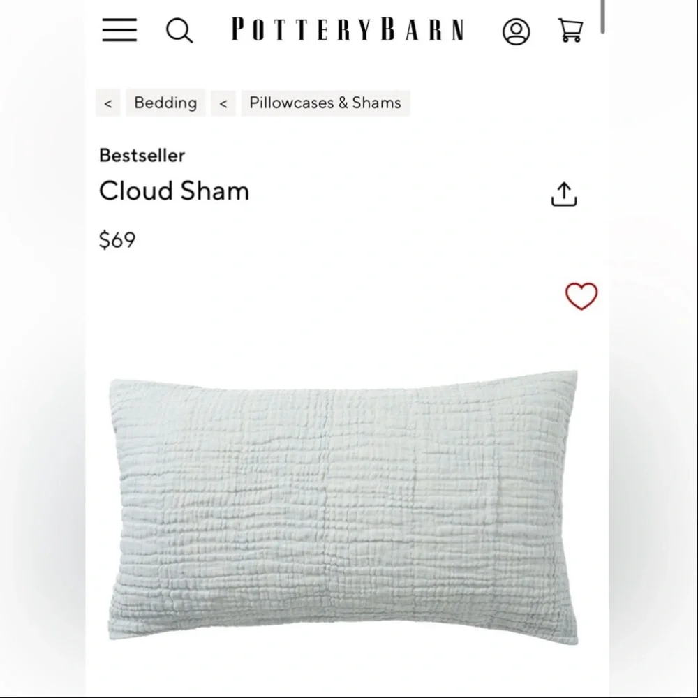 Pottery Barn Cloud King Sham in Chambray #2